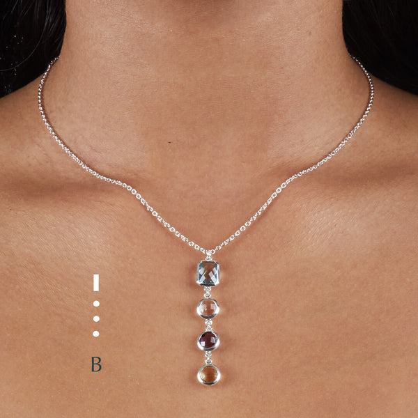Sterling silver Morse code jewellery - Personalised gemstone pendant