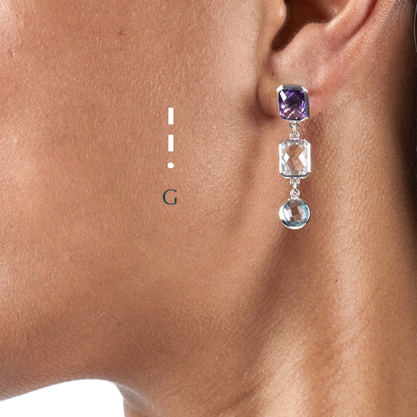 Sterling silver Morse code earrings - Personalised gemstone jewellery