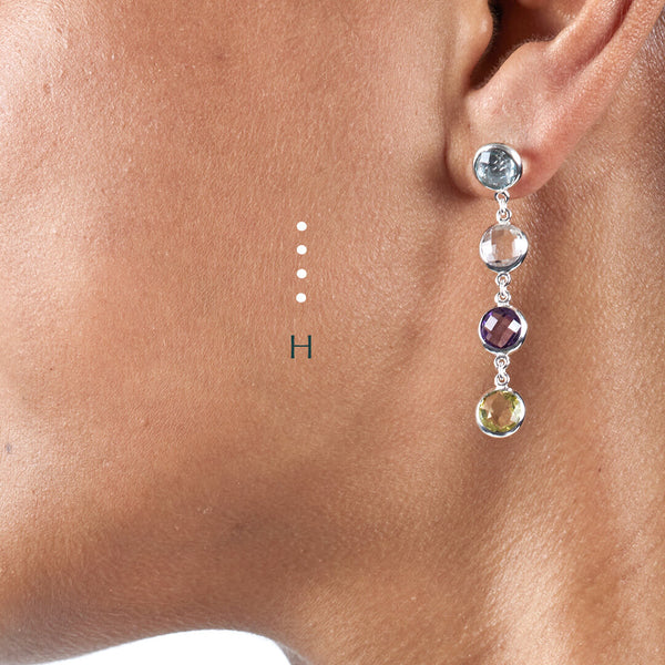 Sterling silver Morse code earrings - Personalised gemstone jewellery