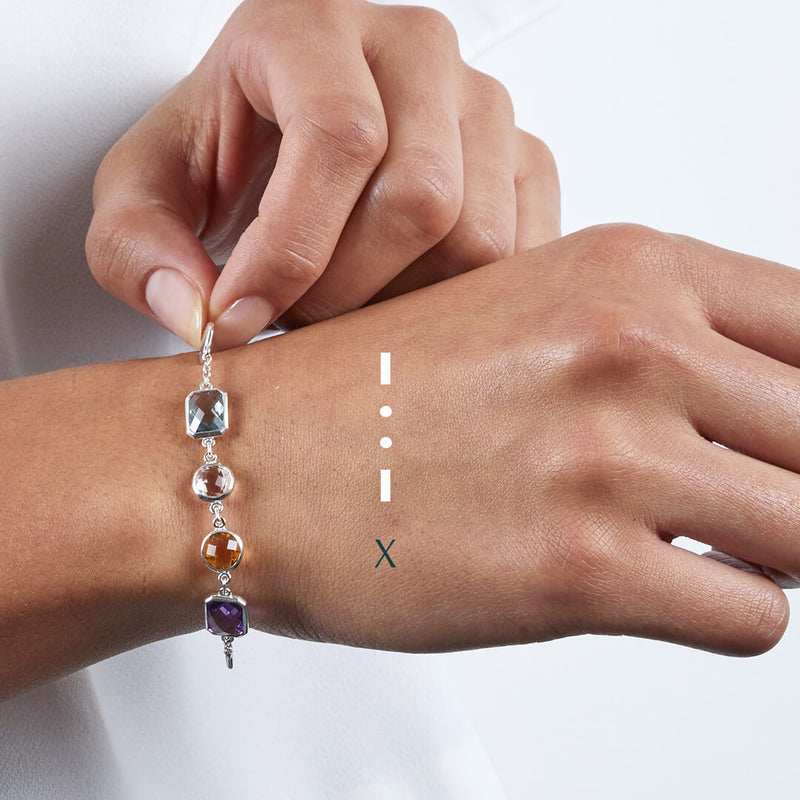 Sterling silver Morse code bracelets - Personalised gemstone jewellery