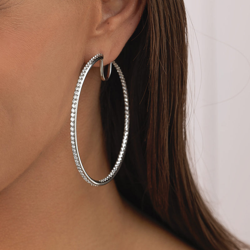 Diamond Sade Hoop Earrings - Iconic