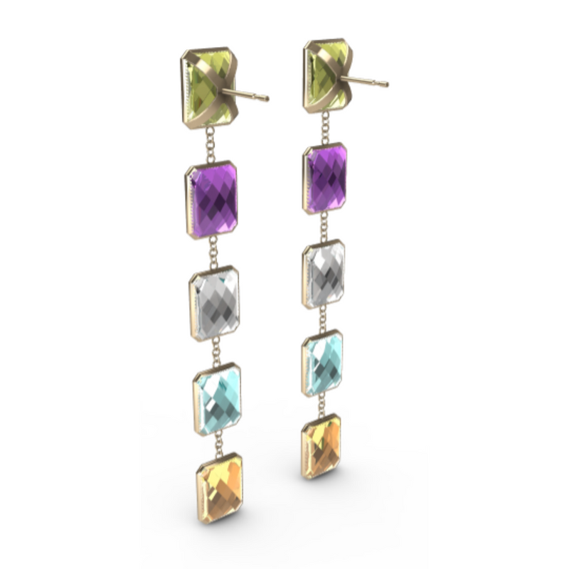 "0" Aquafiore Earrings - 18ct Yellow Gold