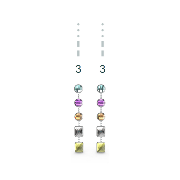 "3" Aquafiore Earrings - Silver