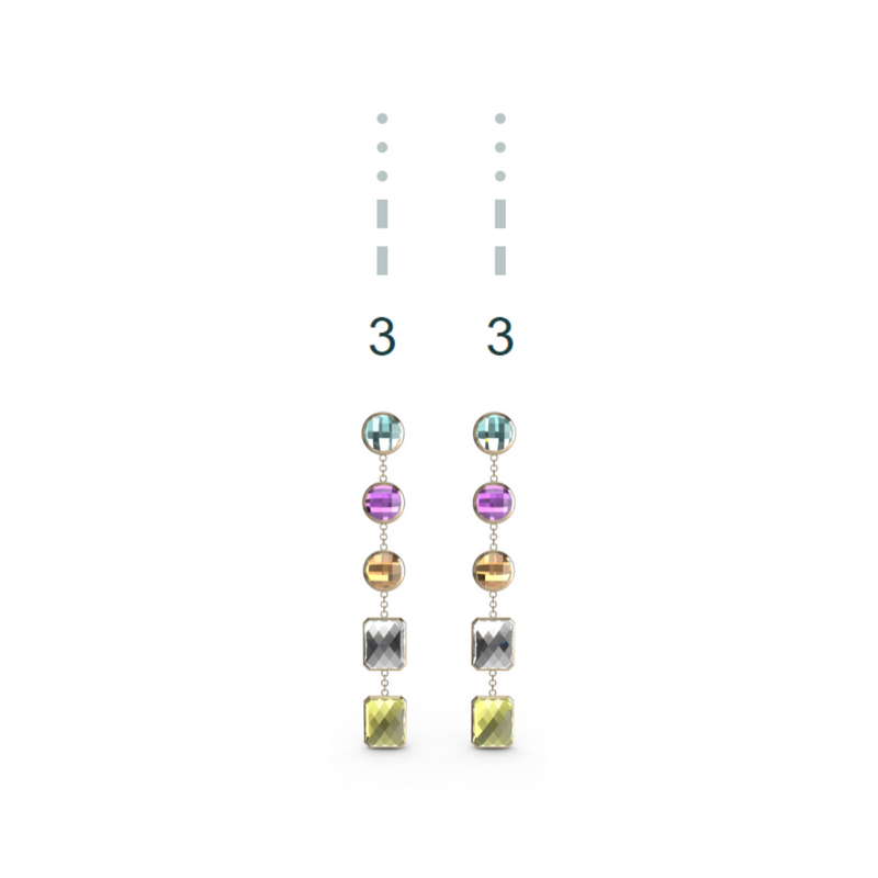 "3" Aquafiore Earrings - 18ct Yellow Gold